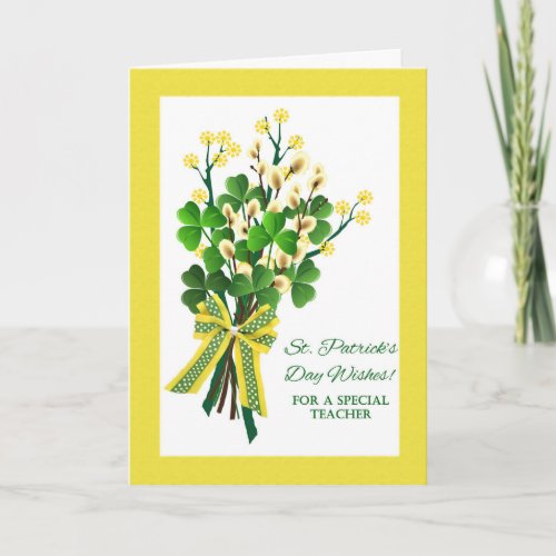 St Patricks Day Shamrocks for Teacher Card