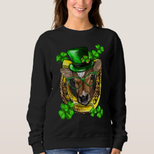 St Patricks Day Shamrocks Funny Lucky Cow Heifer H Sweatshirt