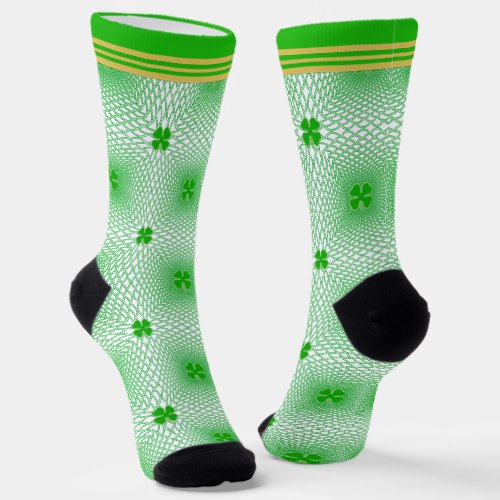 St Patricks Day  Shamrocks Mesh Pattern Socks