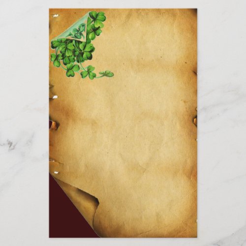 ST PATRICKS DAY Shamrocks on Brown Parchment Stationery