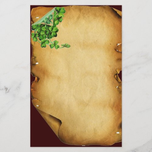 ST PATRICKS DAY Shamrocks on Brown Parchment Stationery