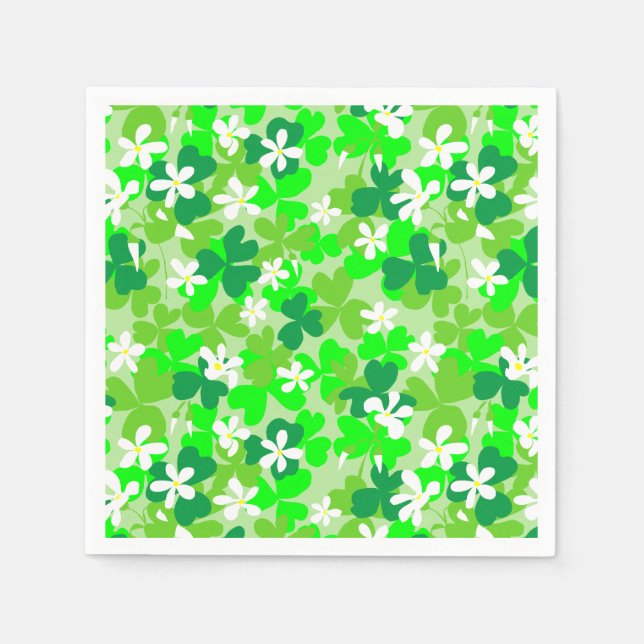 St Patrick's Day Shamrocks Pattern Paper Napkins (Front)