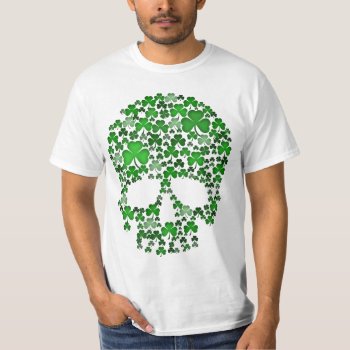 St Patricks Day Shamrocks Skull T-shirt by Shamrockz at Zazzle