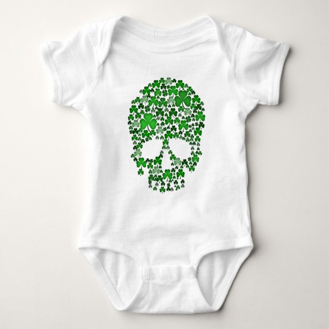 St Patricks Day Shamrocks Skull T-Shirt (Front)