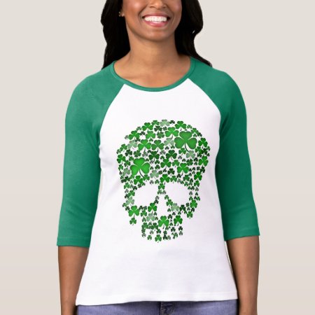 St Patricks Day Shamrocks Skull T-shirt