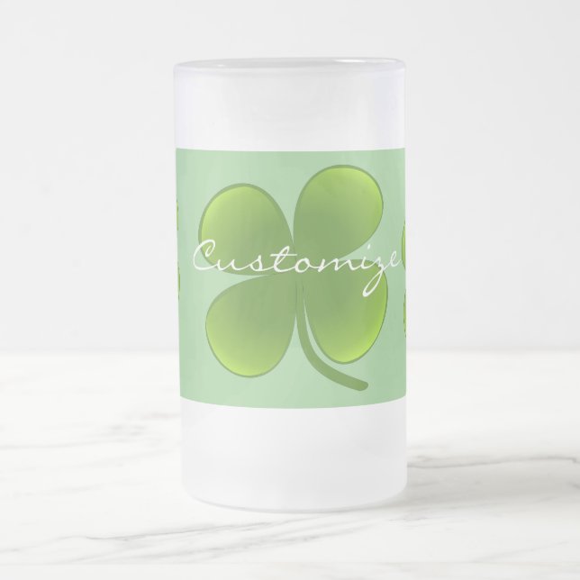 St Patrick's Day Shamrocks Thunder_Cove Frosted Glass Beer Mug (Center)