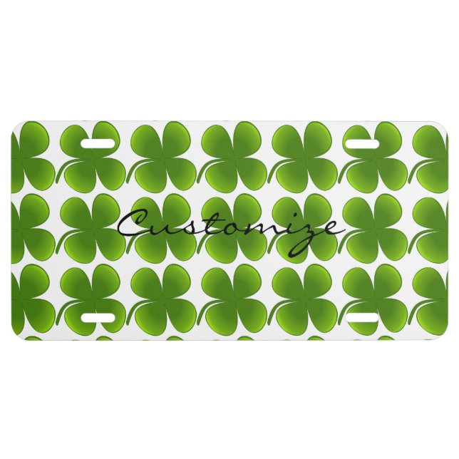St Patrick's Day Shamrocks Thunder_Cove License Plate (Front)