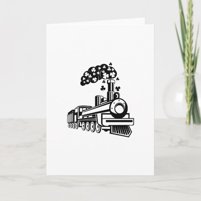 St. Patrick's Day Shamrocks Train Cute For Kids Card (Front)