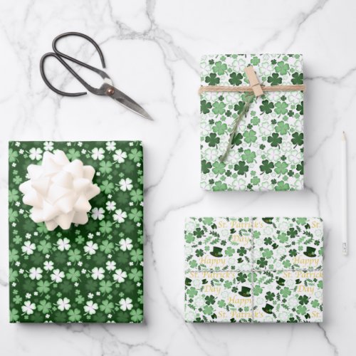 St Patricks Day Shamrocks Wrapping Paper Sheets