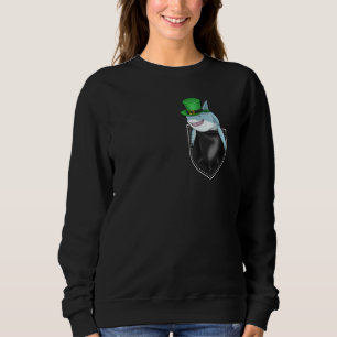 St Patrick'S Day Shark Shamrock Beanie Irish Breas Sweatshirt