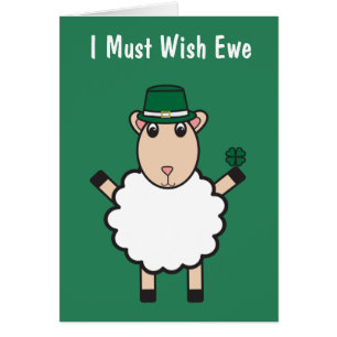 St. Patrick's Day Sheep Wish Ewe Funny Personalize Cards
