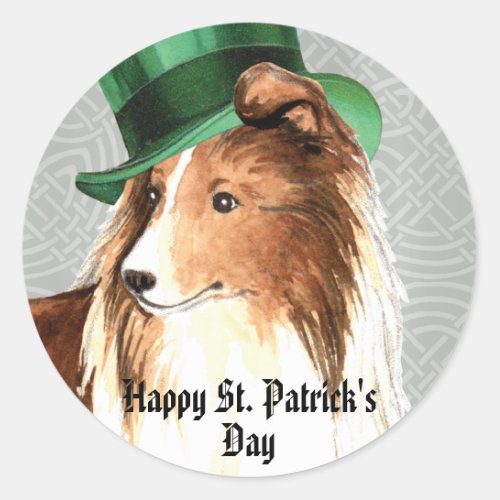 St Patricks Day Sheltie Classic Round Sticker