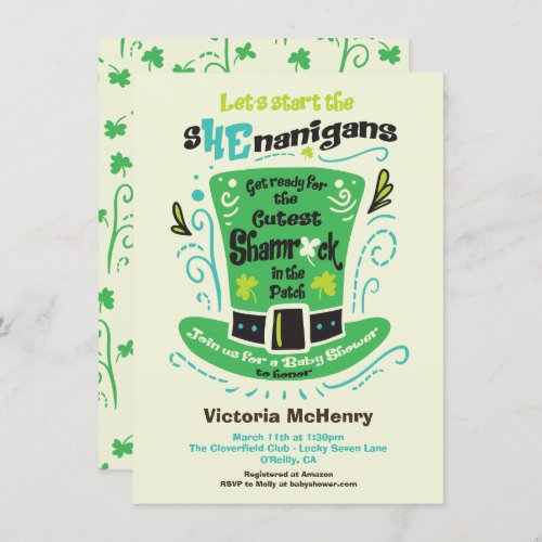 St Patricks Day Shenanigans Baby Shower Invitati Invitation