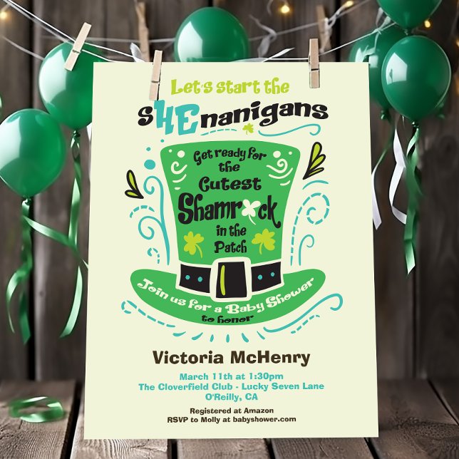 St. Patrick's Day Shenanigans Baby Shower Invitati Invitation (Creator Uploaded)