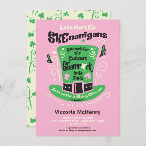 St Patricks Day Shenanigans Baby Shower Invitation