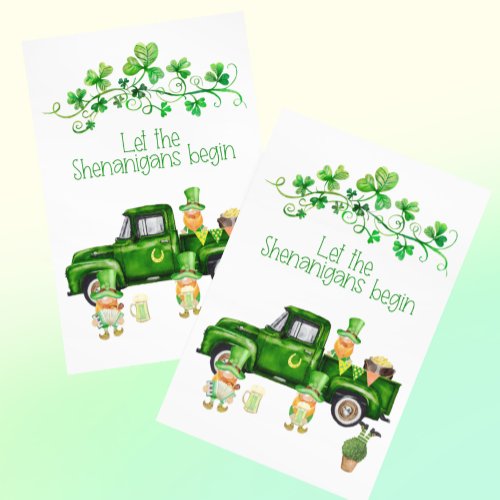  St Patricks Day Shenanigans Begin Truck Gnomes  Postcard