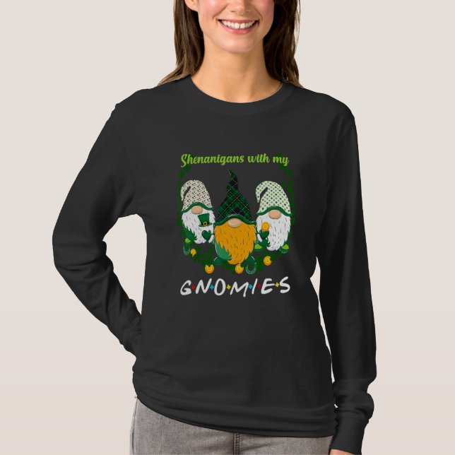 St Patrick's Day Shenanigans Gnomies Gnome Shamroc T-Shirt (Front)