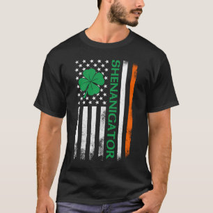 St Patrick's Day Shenanigans Irish American Flag S T-Shirt