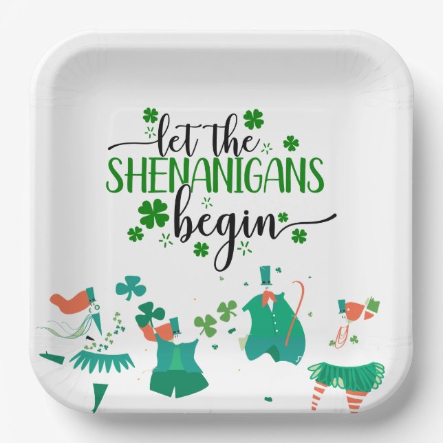 St. Patrick's Day Shenanigans Party Paper Plates (Front)