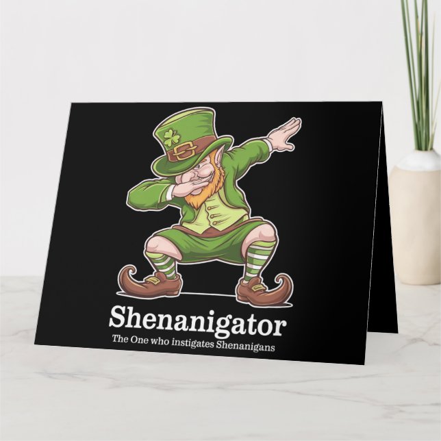 St Patricks Day Shenanigator Dabbing Leprechaun Card (Front)