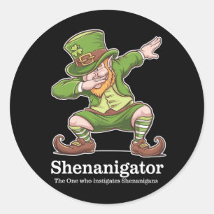 St Patricks Day Shenanigator Dabbing Leprechaun Classic Round Sticker