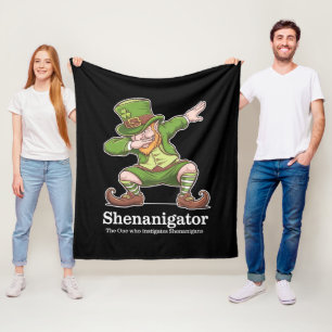 St Patricks Day Shenanigator Dabbing Leprechaun Fleece Blanket