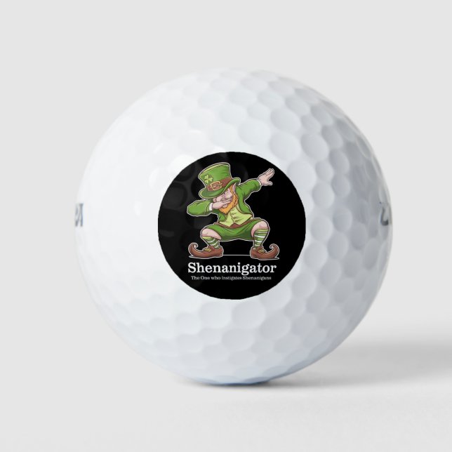 St Patricks Day Shenanigator Dabbing Leprechaun Golf Balls (Front)