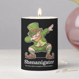 St Patricks Day Shenanigator Dabbing Leprechaun Pillar Candle