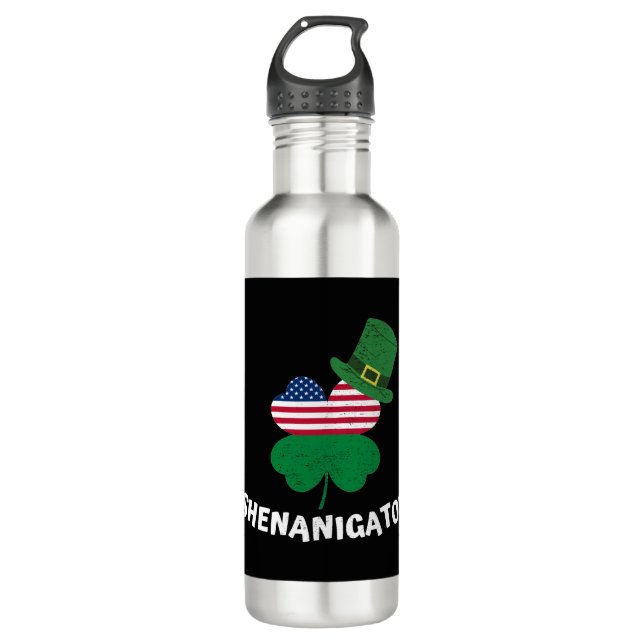 St. Patrick's Day Shenanigator Stainless Steel Water Bottle (Front)