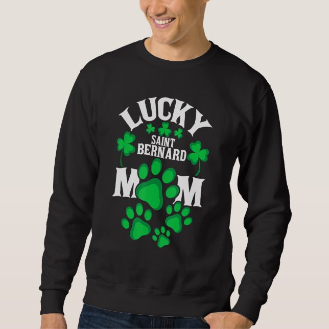 St Patrick's Day Shirt Lucky Saint Bernard Dog Mom (Front)