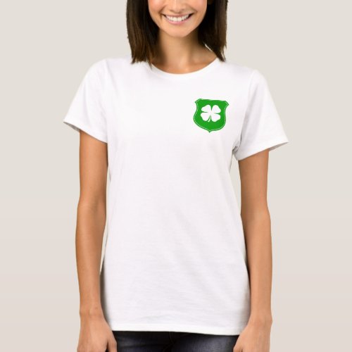 St Patricks Day shirt with green shamrock logo