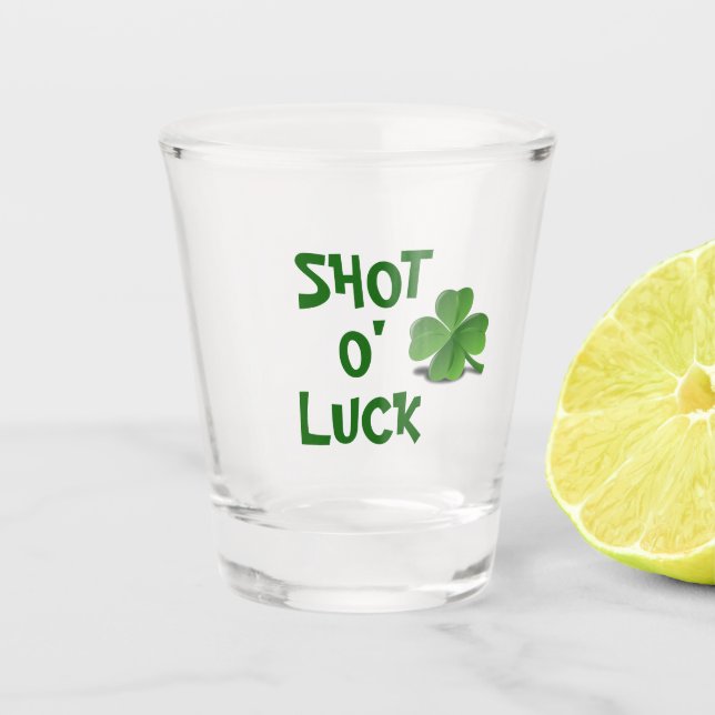 St Patrick's Day Shot O' Luck Clover Glass (Front)