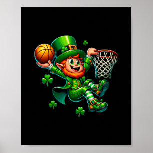 St Patrick's Day Sketll Irish Leprechaun Slam Dunk Poster