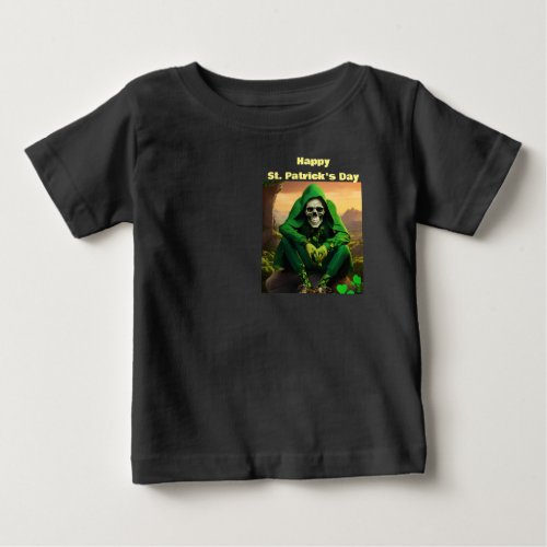 St Patricks Day Skull Luck Life and Celebrate Baby T_Shirt