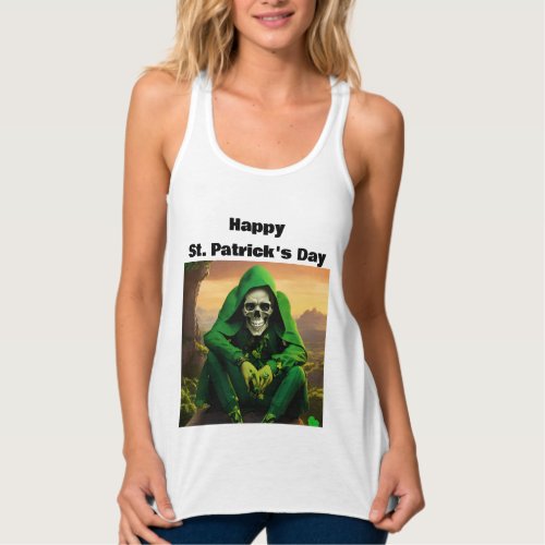 St Patricks Day Skull Luck Life and Celebrate Tank Top