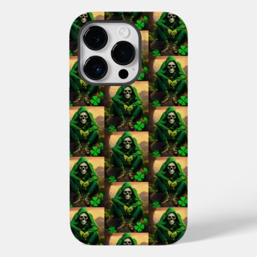 St Patricks Day Skull Lucky Charm iPhone  iPad Case_Mate iPhone 14 Pro Case