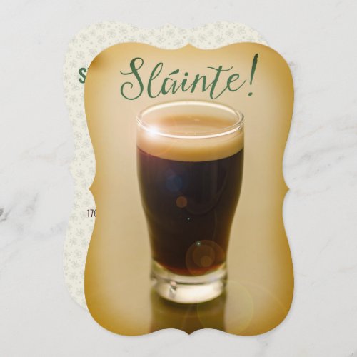 St Patricks Day  Slainte  Guinness Pint Invitation