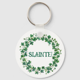 St. Patrick's Day "Slainte!" Shamrocks Keychain 