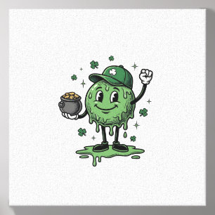 St Patricks Day Slime Mascot Vintage Vector Shirt_ Canvas Photo Tile