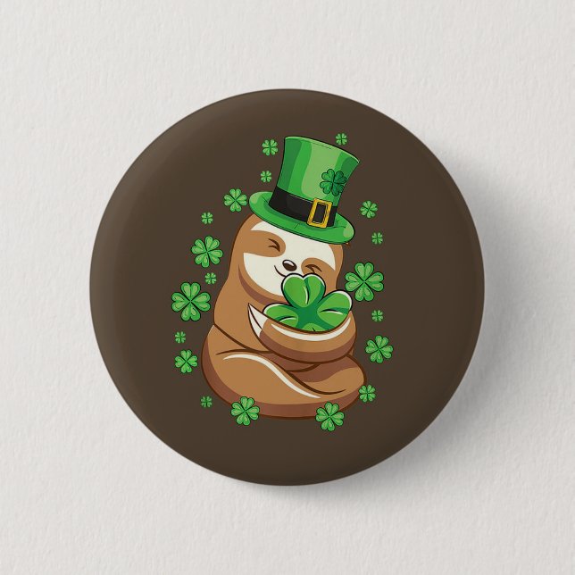 St. Patrick's Day Sloth button (Front)