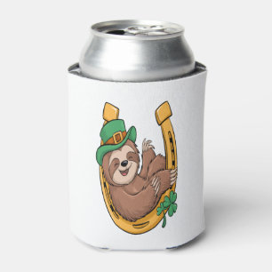 St Patrick's Day Sloth Horseshoe Lucky Can Cooler