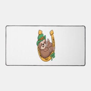 St Patrick's Day Sloth Horseshoe Lucky Desk Mat