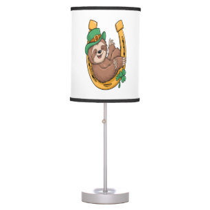 St Patrick's Day Sloth Horseshoe Lucky Table Lamp