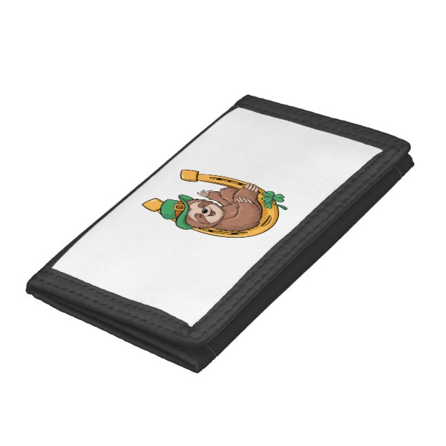 St Patrick's Day Sloth Horseshoe Lucky Trifold Wallet (Bottom)