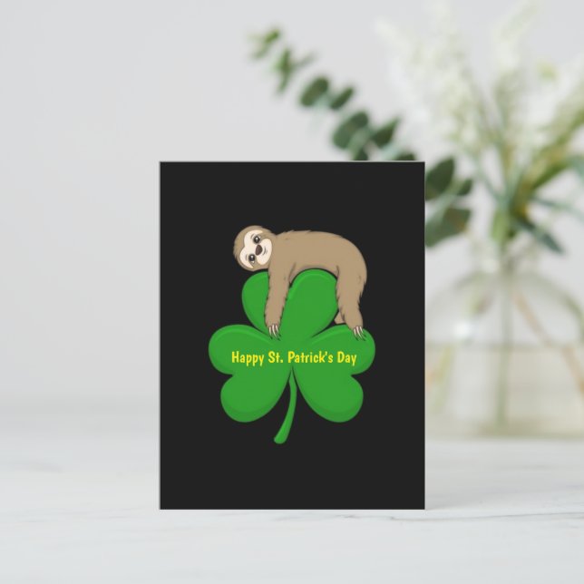 St. Patrick's Day Sloth postcard (Standing Front)