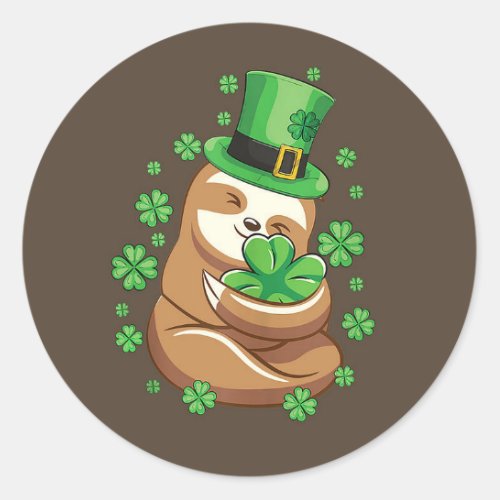 St Patricks Day Sloth stccker Classic Round Sticker