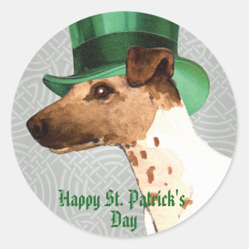 St Patricks Day Smooth Fox Terrier Classic Round Sticker