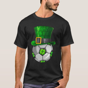 St Patrick's Day Soccer Ball Leprechaun Shamrock T-Shirt