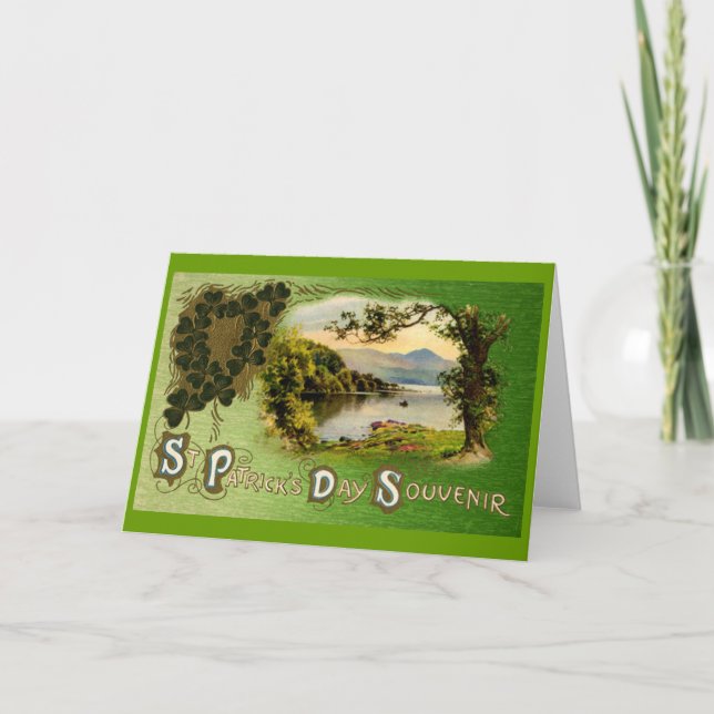 St Patrick's Day Souvenir Vintage Landscape Card (Front)