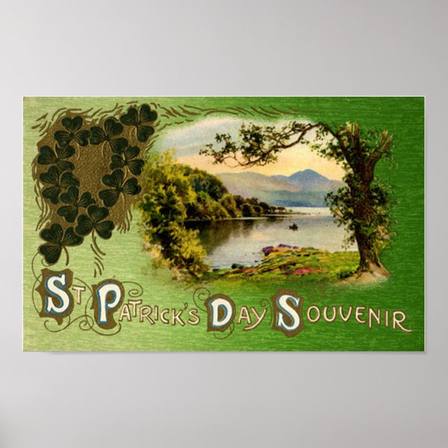 St Patrick's Day Souvenir Vintage Landscape Poster (Front)